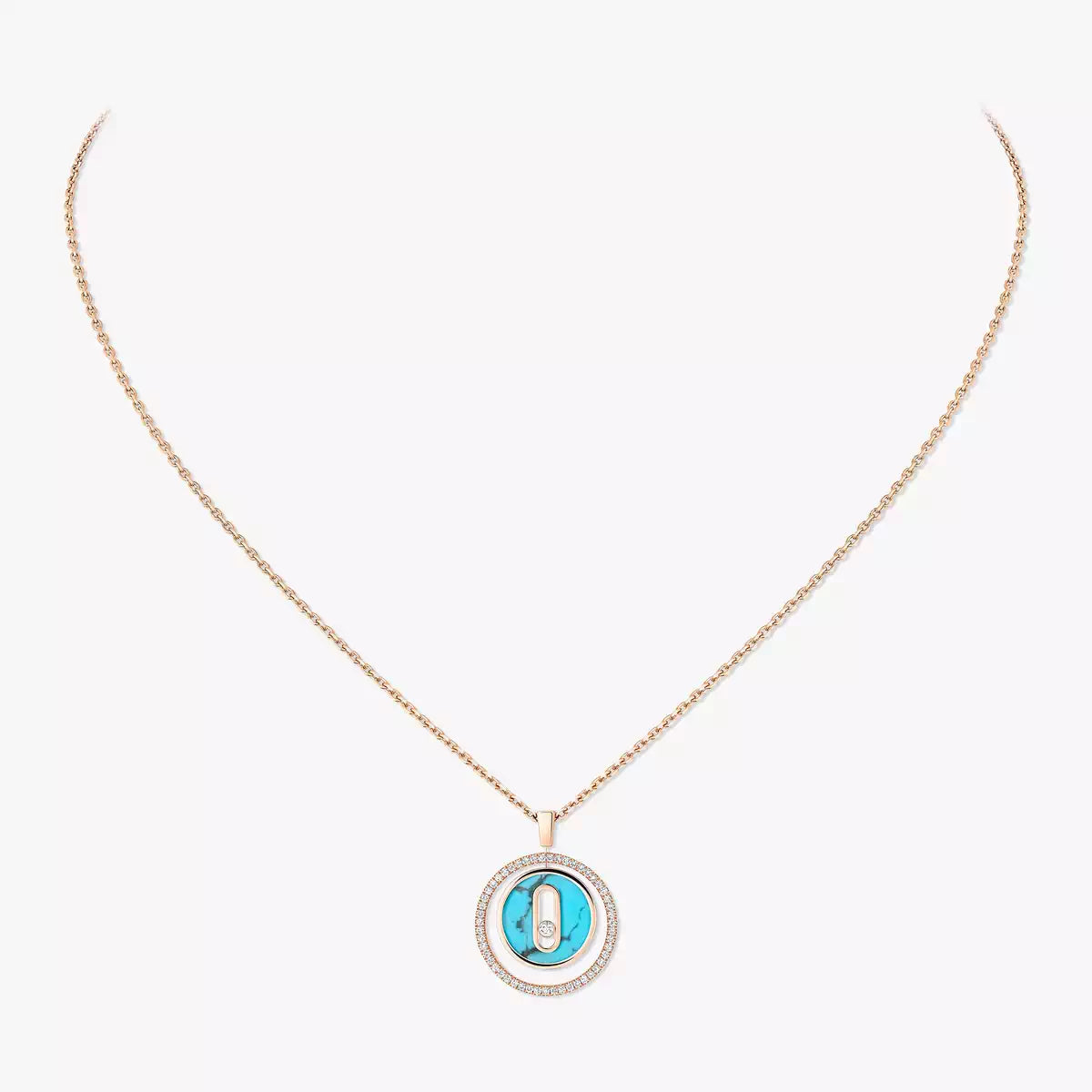 [Solara jewelry]Lucky Move Diamond Necklace in Rose Gold and White Mother-of-Pearl