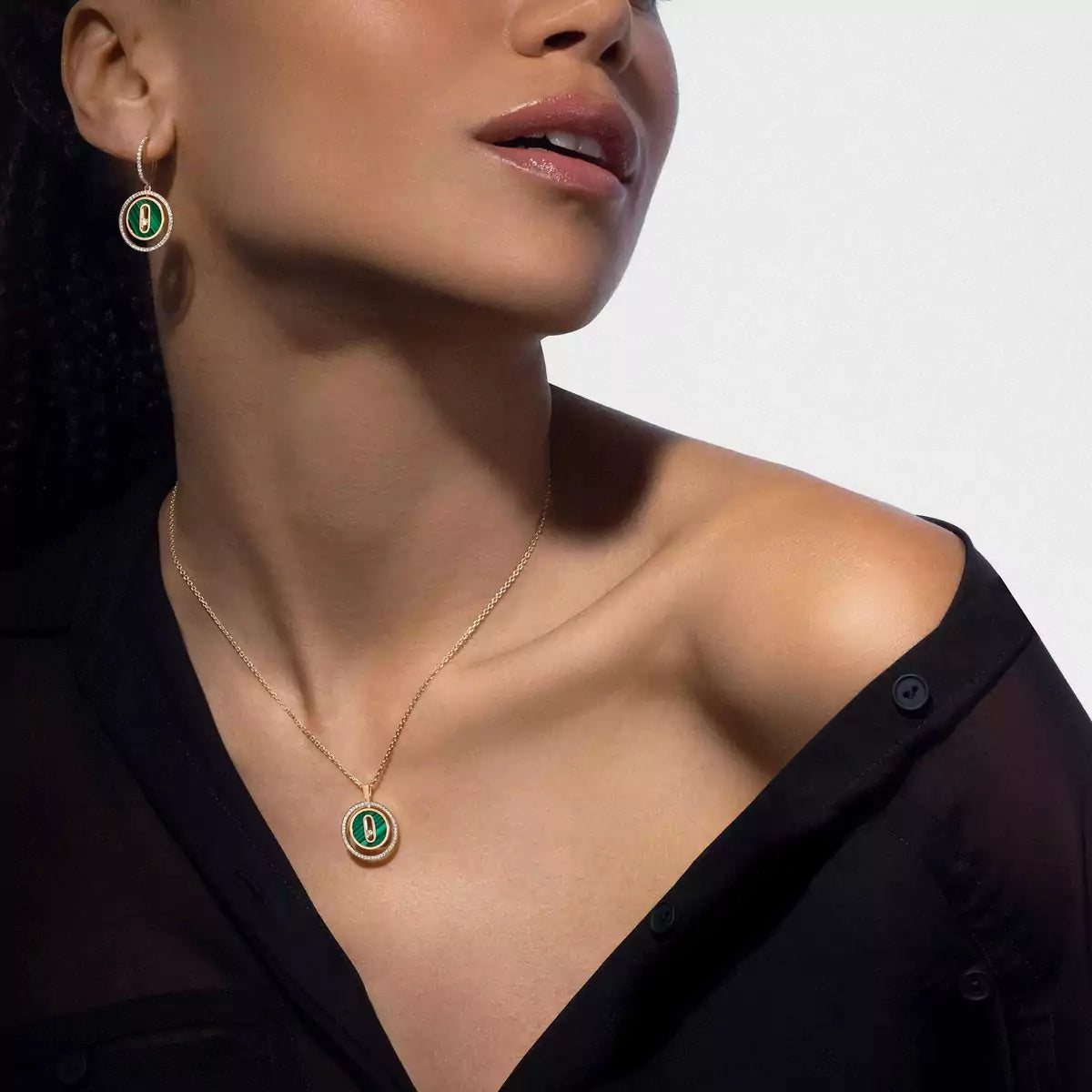 [Solara jewelry]Lucky Move Diamond Necklace in Rose Gold and White Mother-of-Pearl