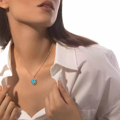 [Solara jewelry]Lucky Move Diamond Necklace in Rose Gold and White Mother-of-Pearl