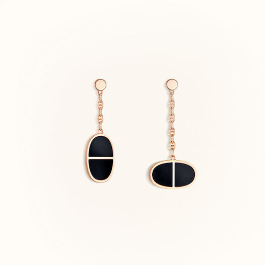 [Solara Jewelry]CHAINE VERSO BLACK CERAMIC EARRINGS