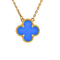[Solara Jewelry]CLOVER 15MM BLUE AGATE NECKLACE
