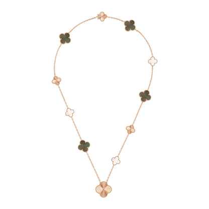 [Solara Jewelry]DETACHABLE CLOVER 15(11+4) FLOWER ROSE GOLD NECKLACE SET