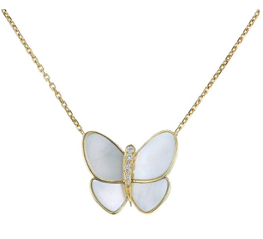 [Solara Jewelry]BUTTERFLY GOLD MOP DIAMOND NECKLACE