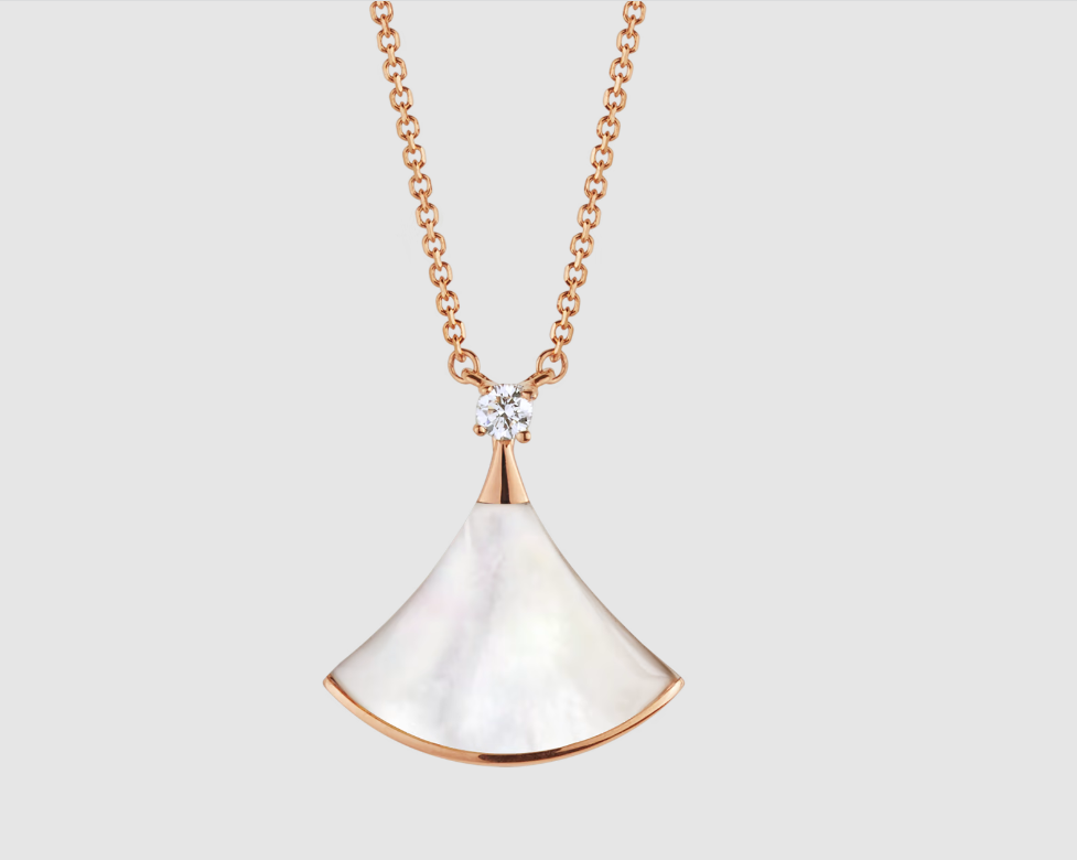 [Solara Jewelry]DREAM NECKLACE WHITE MOP PINK GOLD 1 DIAMOND