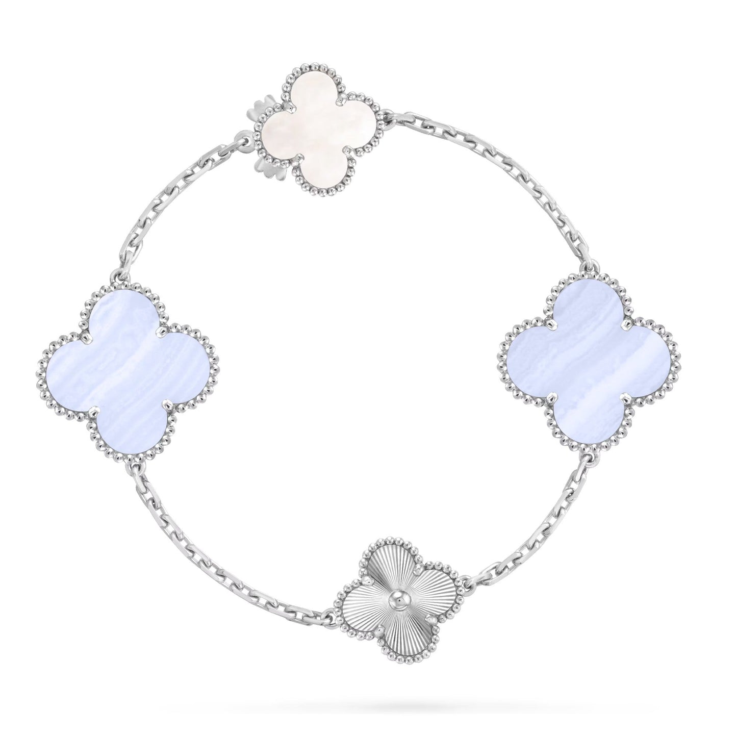 [Solara Jewelry]DETACHABLE CLOVER 15(11+4) FLOWER SILVER NECKLACE SET