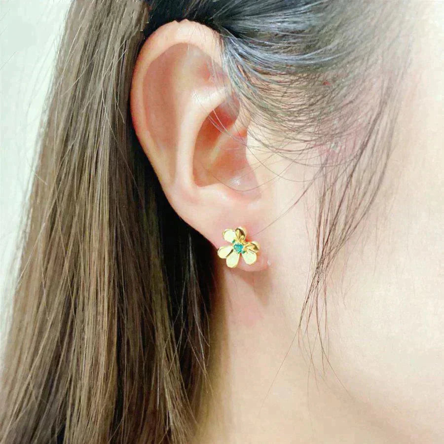 [Solara Jewelry]FRIVOLE  FLOWER MALACHITE EARRINGS