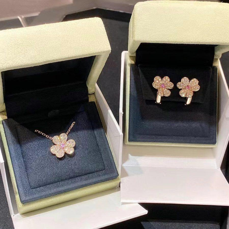 [Solara Jewelry]FRIVOLE PINK GOLD FLOWER DIAMOND EARRINGS