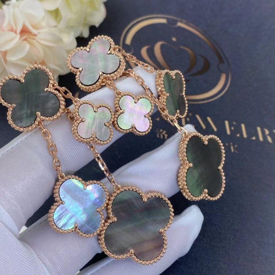 [Solara Jewelry]CLOVER EARRINGS DARK MOP 4 MOTIFS ROSE GOLD