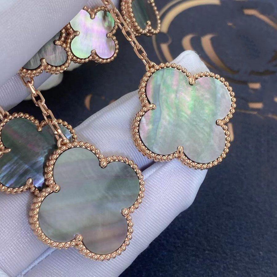 [Solara Jewelry]CLOVER EARRINGS DARK MOP 4 MOTIFS ROSE GOLD