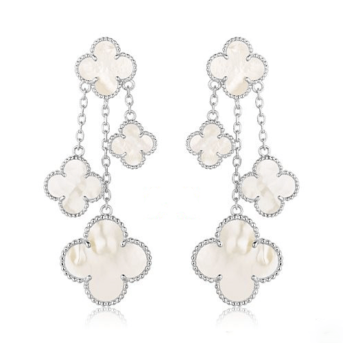 [Solara Jewelry]CLOVER EARRINGS WHITE MOP 4 MOTIFS SILVER