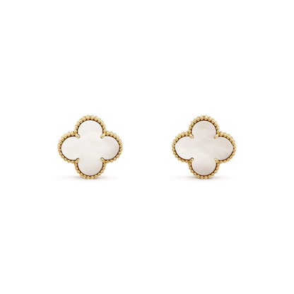 [Solara Jewelry]CLOVER MEDIUM 1 MOTIFS  WHITE MOP STUD EARRINGS