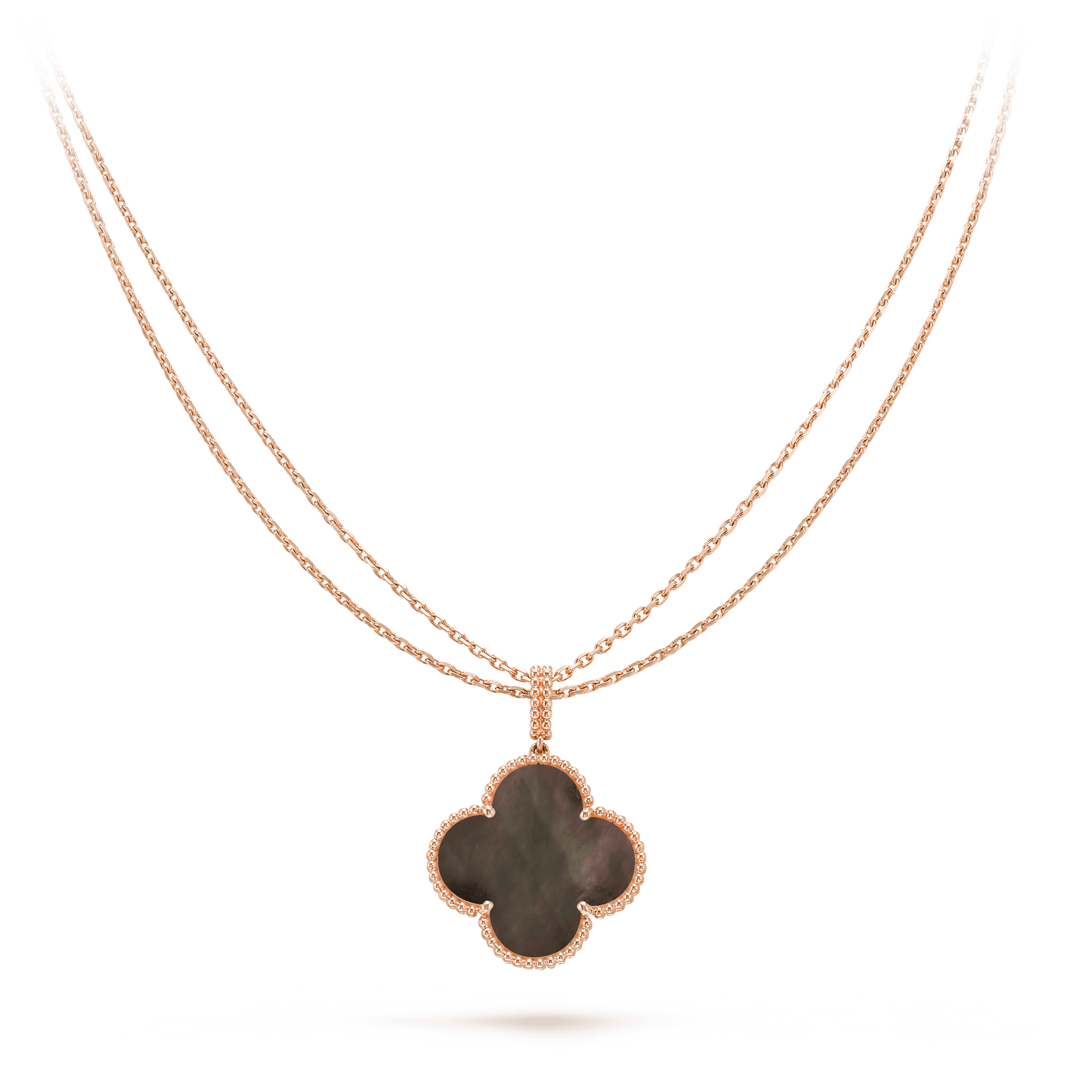 [Solara Jewelry]CLOVER 25MM GOLD DARK MOP BIG CLOVER NECKLACE