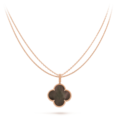 [Solara Jewelry]CLOVER 25MM GOLD DARK MOP BIG CLOVER NECKLACE