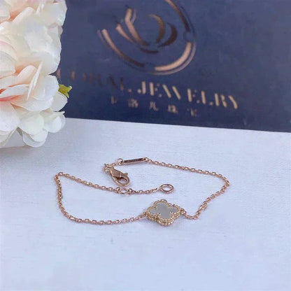 [Solara Jewelry]CLOVER WHITE MOP SINGLE FLOWER BRACELET