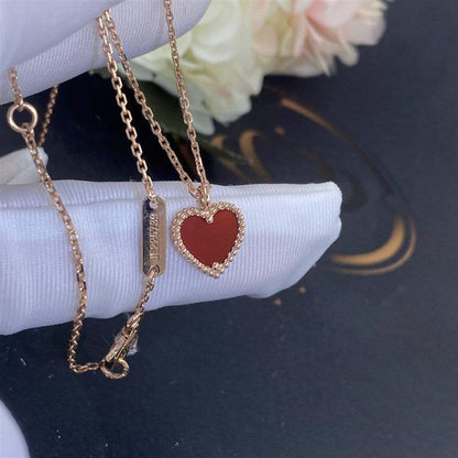 [Solara Jewelry]SWEET CLOVER CARNELIAN HEART NECKLACE