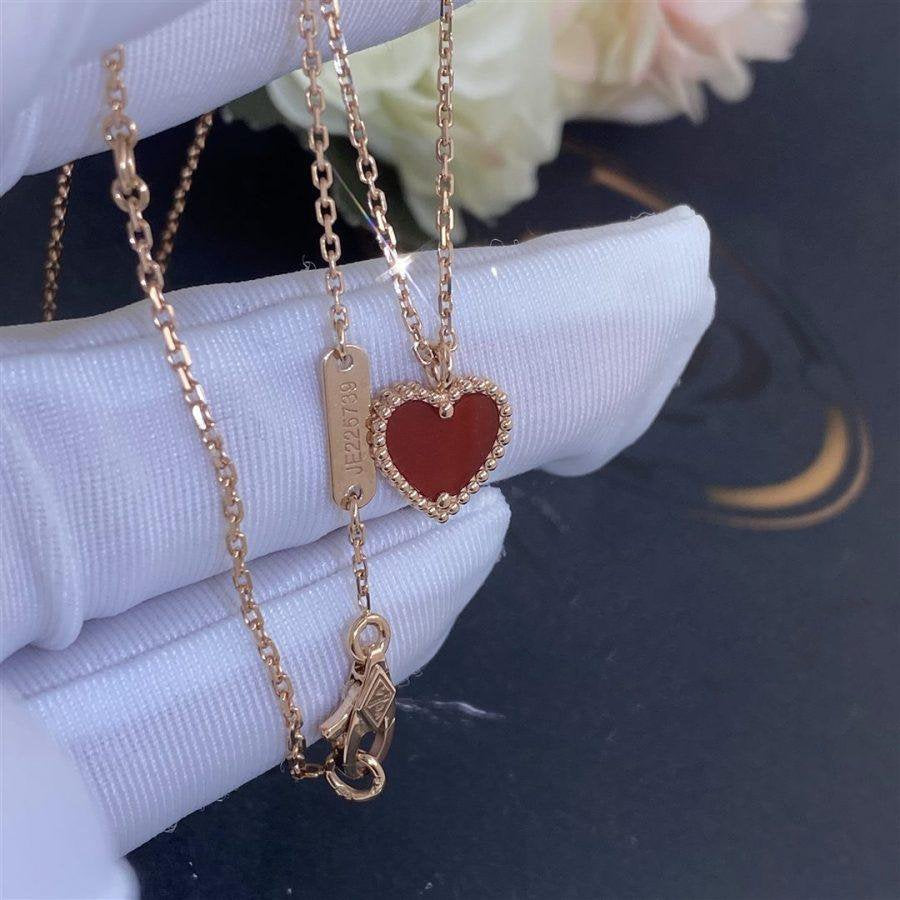 [Solara Jewelry]SWEET CLOVER CARNELIAN HEART NECKLACE