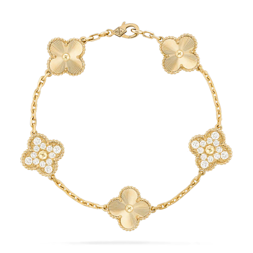 [Solara Jewelry]CLOVER BRACELET 5 MOTIFS GOLD DIAMOND