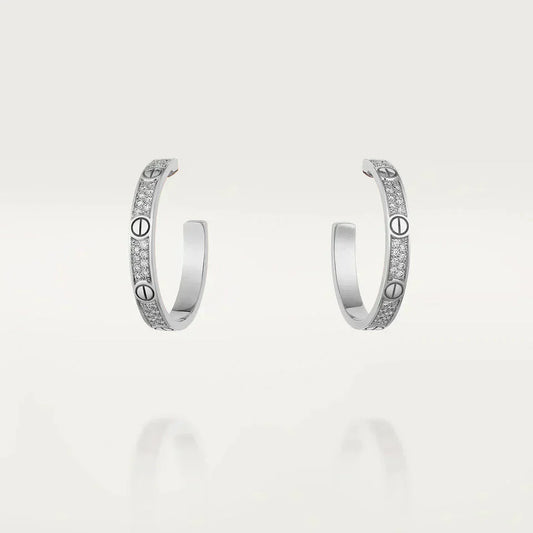 [Solara Jewelry]LOVE DIAMOND SILVER HOOP EARRINGS