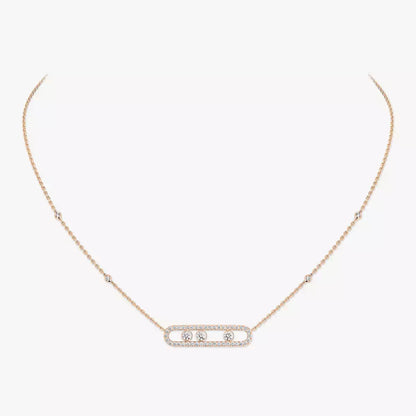 [Solara jewelry] Move Pave_ Rose Gold Diamond Necklace