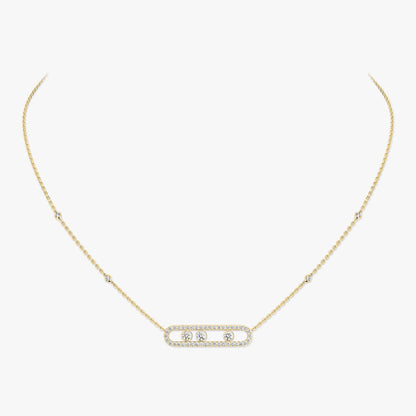 [Solara jewelry] Move Pave_ Rose Gold Diamond Necklace