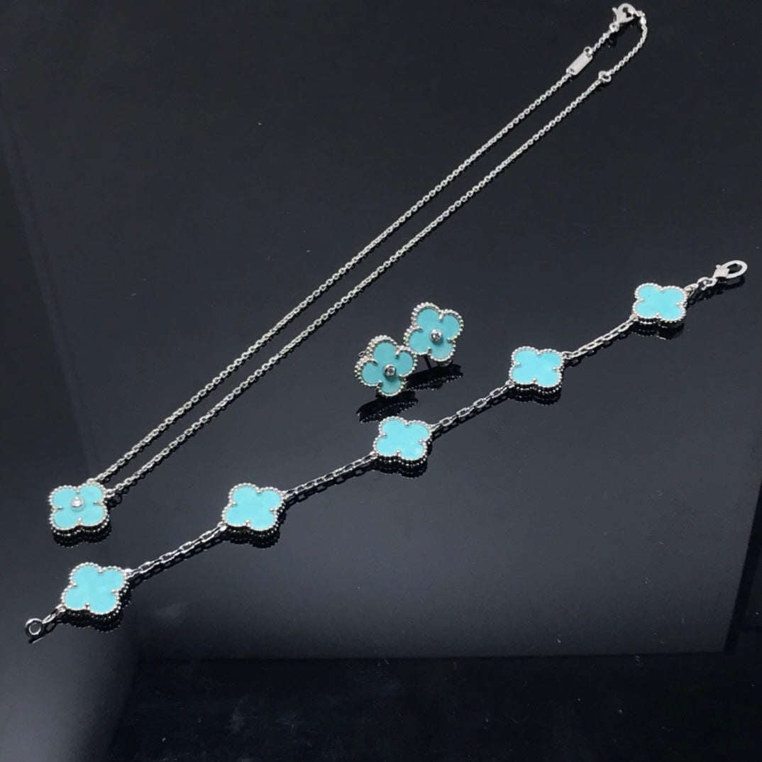 [Solara Jewelry]CLOVER 1 DIAMOND BLUE SKY SILVER EARRINGS