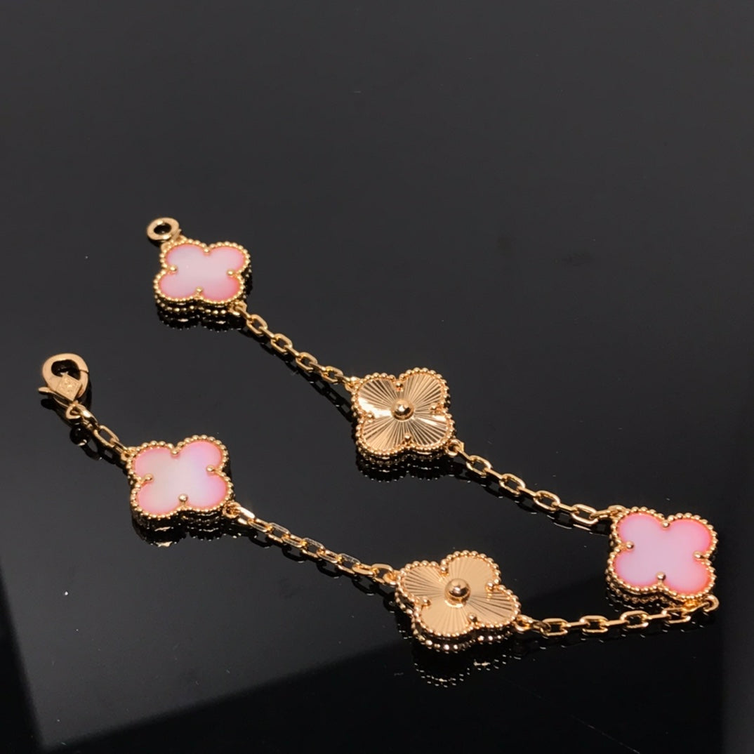 [Solara Jewelry]CLOVER BRACELET 5 MOTIF PINK AND PINK GOLD