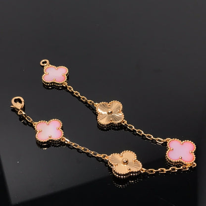 [Solara Jewelry]CLOVER BRACELET 5 MOTIF PINK AND PINK GOLD
