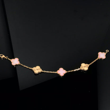 [Solara Jewelry]CLOVER BRACELET 5 MOTIF PINK AND PINK GOLD