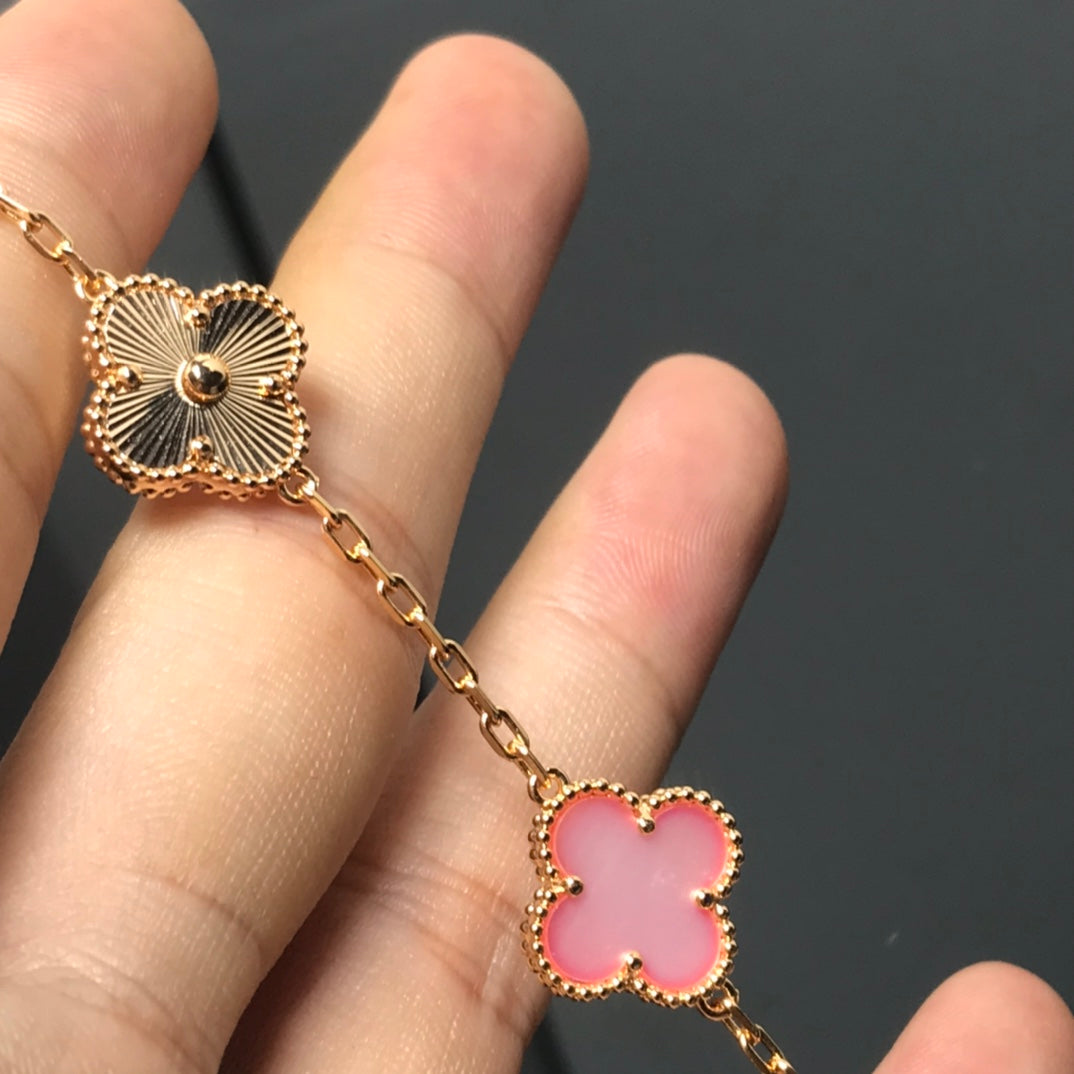 [Solara Jewelry]CLOVER BRACELET 5 MOTIF PINK AND PINK GOLD