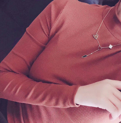 [Solara Jewelry]LUCKY SPRING 4 MOTIFS ROSE GOLD NECKLACE