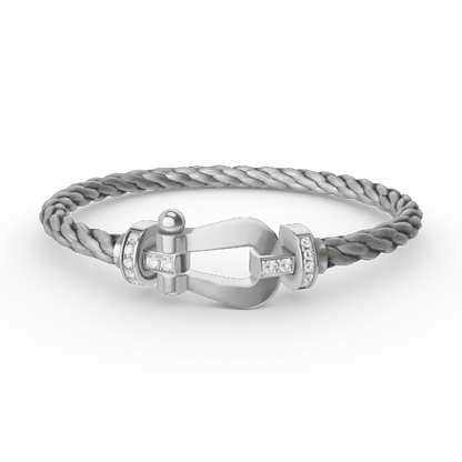 [Solara Jewelry]FORCE LARGE HORSESHOE HALF DIAMOND BRACELET SILVER