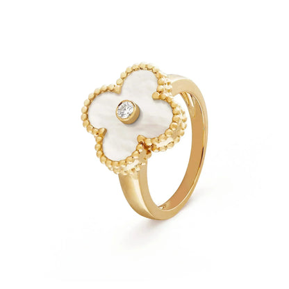 [Solara Jewelry]CLOVER PINK MOP RING GOLD DIAMOND