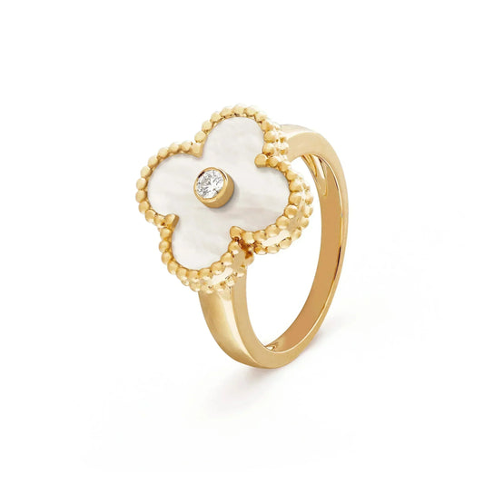 [Solara Jewelry]CLOVER PINK MOP RING GOLD DIAMOND