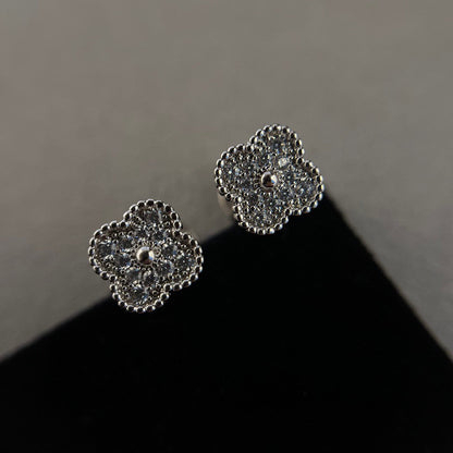 [Solara Jewelry]CLOVER MINI DIAMOND STUD EARRINGS